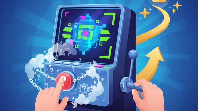 Стильная иллюстрация для статьи о стратегиях выигрыша в слотах, современный iGaming дизайн.